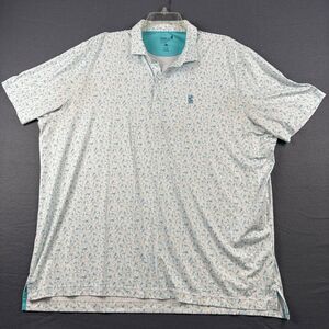 Johnnie-O Mens Golf Polo XXL 2XL White Sand Bagger Exmoor Country Club